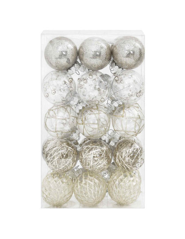 Set di Palline di Natale 30 pz Champagne Ø 6 cm PET