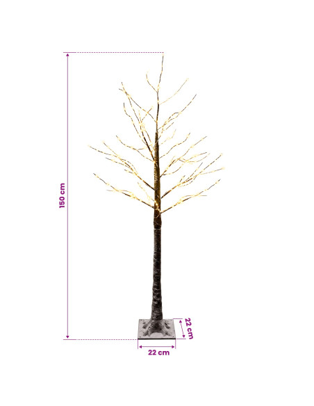 Albero di Natale LED innevato Marrone 22 x 22 x 150 cm Plastica