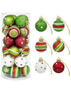 Set di Palline di Natale 72 pz Verde chiaro, bianco e rosso 2