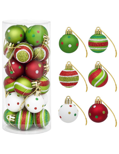 Set di Palline di Natale 72 pz Verde chiaro, bianco e rosso