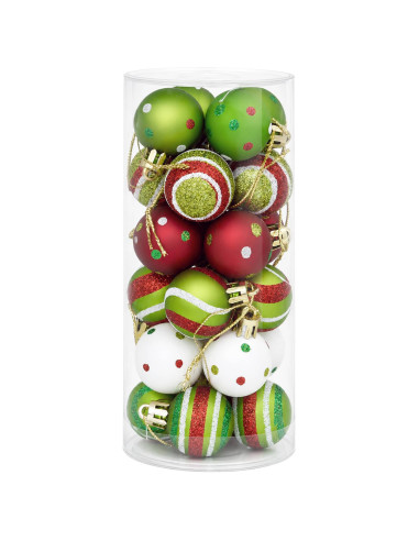 Set di Palline di Natale 72 pz Verde chiaro, bianco e rosso