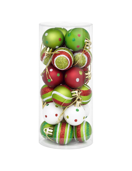Set di Palline di Natale 72 pz Verde chiaro, bianco e rosso