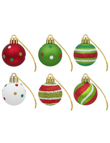 Set di Palline di Natale 72 pz Verde chiaro, bianco e rosso