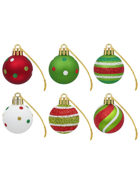 Set di Palline di Natale 72 pz Verde chiaro, bianco e rosso