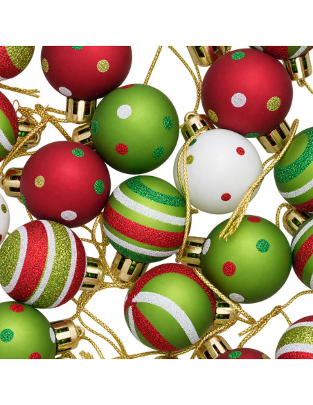 Set di Palline di Natale 72 pz Verde chiaro, bianco e rosso