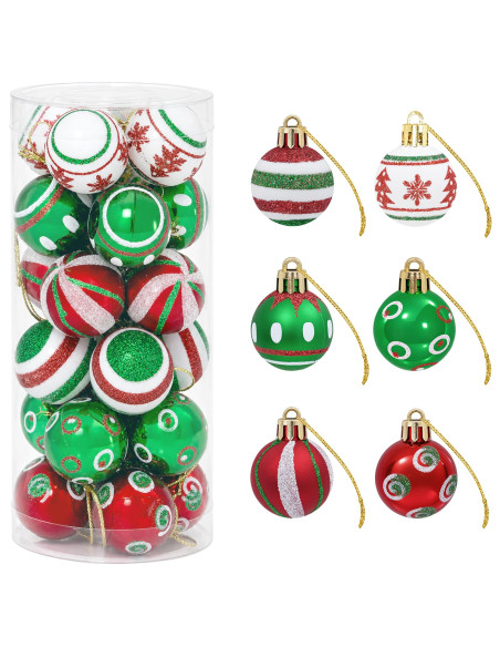 Set di Palline di Natale 72 pz Rosso, bianco e verde Ø 3 cm