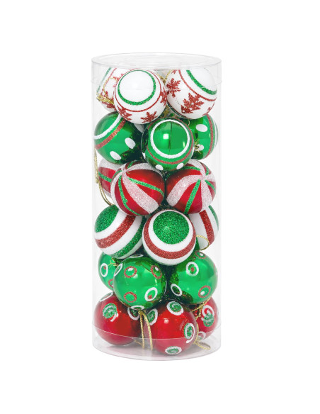 Set di Palline di Natale 72 pz Rosso, bianco e verde Ø 3 cm