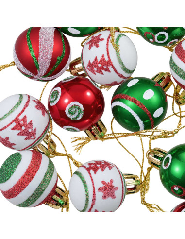 Set di Palline di Natale 72 pz Rosso, bianco e verde Ø 3 cm
