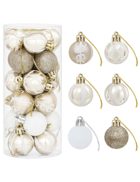 Set di Palline di Natale 72 pz Champagne e bianco Ø 3 cm