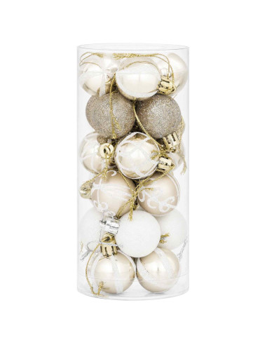 Set di Palline di Natale 72 pz Champagne e bianco Ø 3 cm