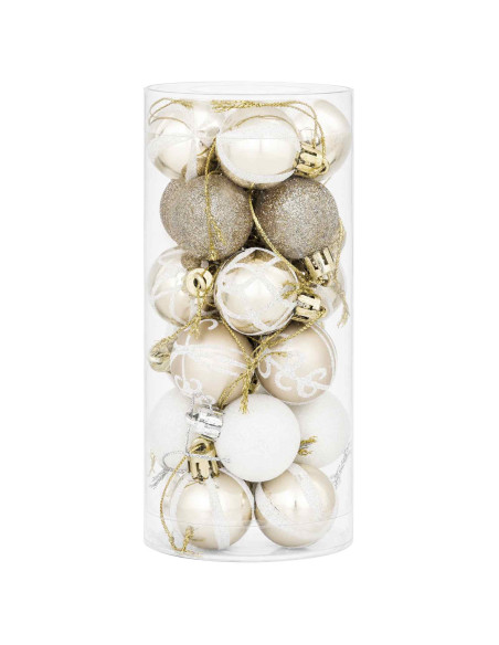 Set di Palline di Natale 72 pz Champagne e bianco Ø 3 cm