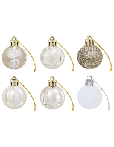 Set di Palline di Natale 72 pz Champagne e bianco Ø 3 cm