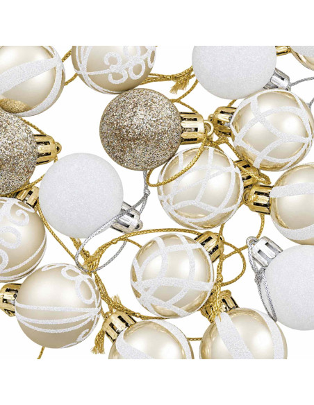 Set di Palline di Natale 72 pz Champagne e bianco Ø 3 cm