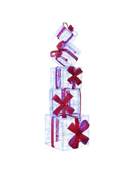 Scatola regalo decorativa natalizia 5 pz 125 LED Blu