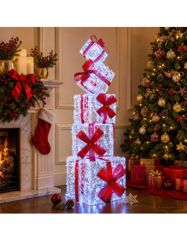 Scatola regalo decorativa natalizia 5 pz 125 LED Blu