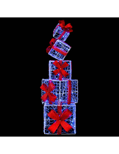 Scatola regalo decorativa natalizia 5 pz 125 LED Blu