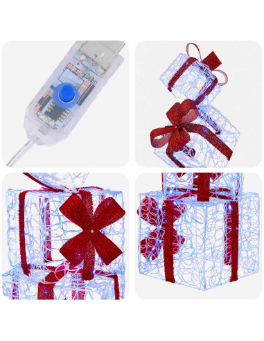 Scatola regalo decorativa natalizia 5 pz 125 LED Blu