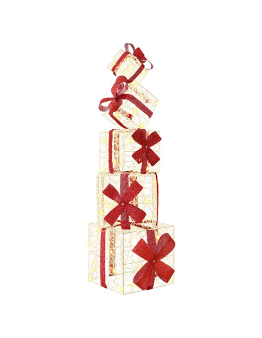 Scatola regalo decorativa natalizia 5 pz 125 LED Bianco caldo