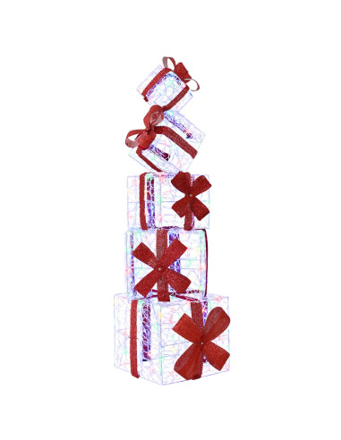 Scatola regalo decorativa natalizia 5 pz 125 LED Multicolore