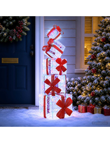 Scatola regalo decorativa natalizia 5 pz 125 LED Multicolore