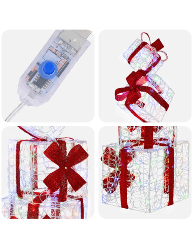 Scatola regalo decorativa natalizia 5 pz 125 LED Multicolore