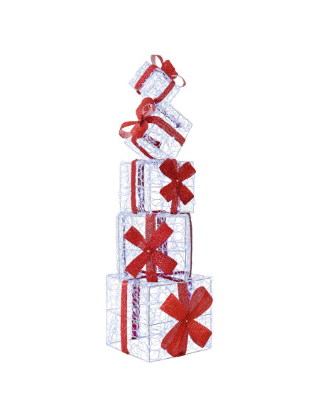 Scatola regalo decorativa natalizia 5 pz 125 LED Bianco freddo