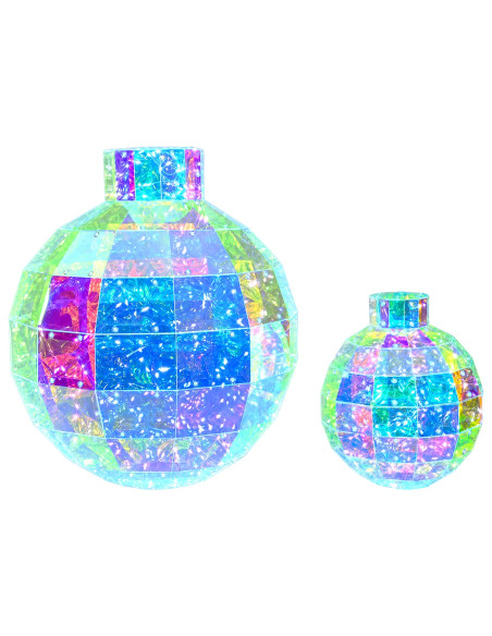 Pallina di Natale a LED prismatica iridescente 2 pz Multicolore