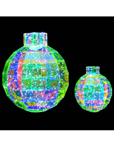Pallina di Natale a LED prismatica iridescente 2 pz Multicolore