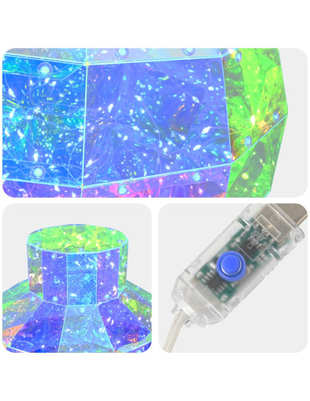 Pallina di Natale a LED prismatica iridescente 2 pz Multicolore