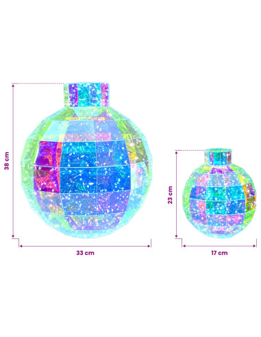Pallina di Natale a LED prismatica iridescente 2 pz Multicolore