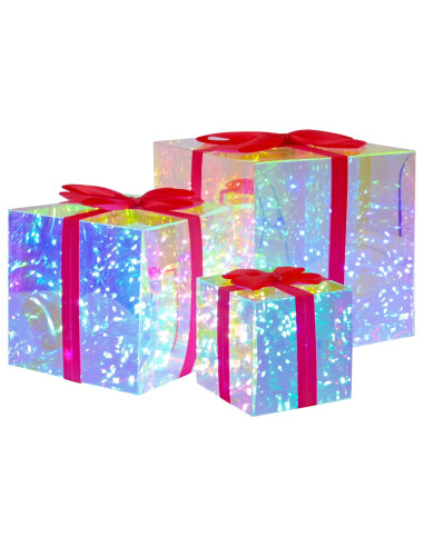 Scatola regalo a LED iridescente prismatica 3 pz Multicolore