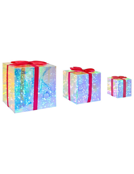 Scatola regalo a LED iridescente prismatica 3 pz Multicolore