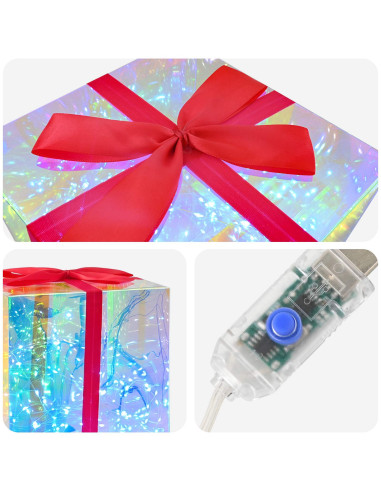 Scatola regalo a LED iridescente prismatica 3 pz Multicolore