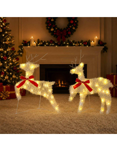 Renna di Natale 2 pz 40 LED Bianco caldo