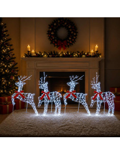 Renna di Natale 4 pz 180 LED Bianco freddo 43 x 19 x 65 cm