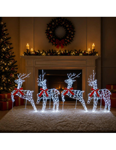 Renna di Natale 4 pz 180 LED Bianco freddo 43 x 19 x 65 cm