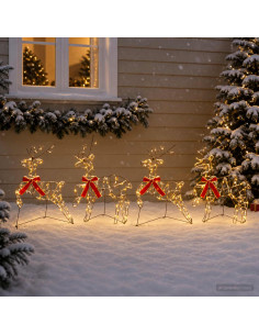 Renna di Natale 4 pz 180 LED Bianco caldo 43 x 19 x 65 cm