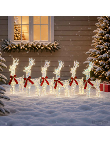 Renna di Natale 6 pz 160 LED Bianco caldo 33 x 12 x 55 cm