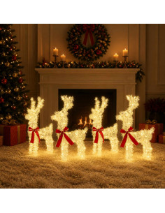 Renna di Natale 4 pz 160 LED Bianco caldo 33 x 12 x 55 cm