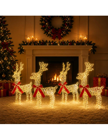 Renna di Natale 4 pz 160 LED Bianco caldo 33 x 12 x 55 cm