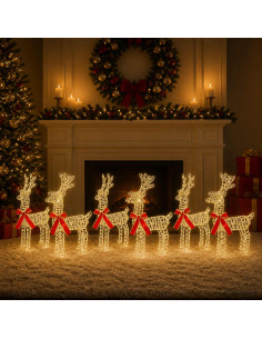 Renna di Natale 6 pz 160 LED Bianco caldo 33 x 12 x 55 cm