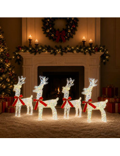 Renna di Natale 4 pz 160 LED Bianco caldo 33 x 12 x 55 cm