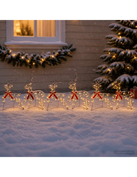 Renna di Natale 6 pz 270 LED Bianco caldo
