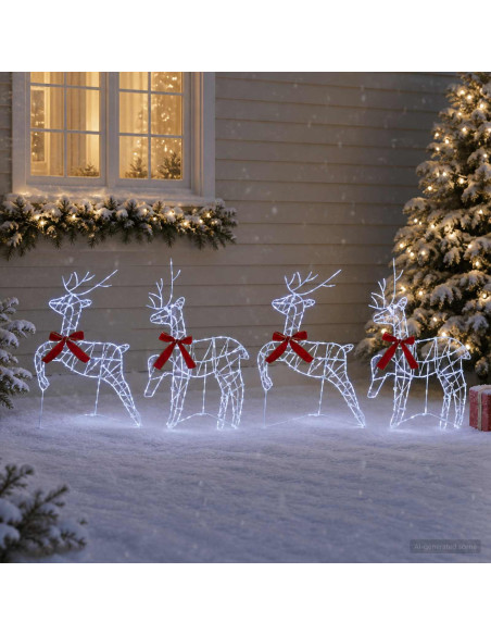 Renna di Natale 4 pz 180 LED Bianco freddo 43 x 19 x 65 cm