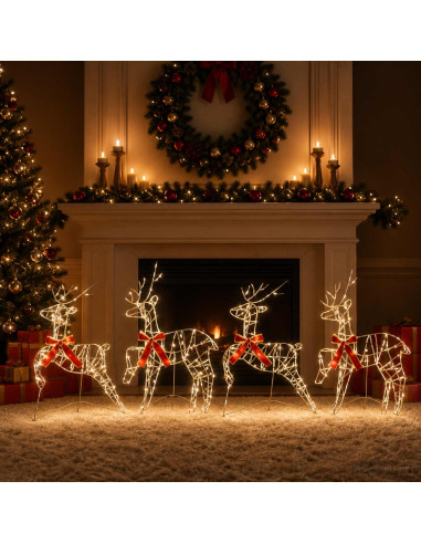 Renna di Natale 4 pz 180 LED Bianco caldo 43 x 19 x 65 cm