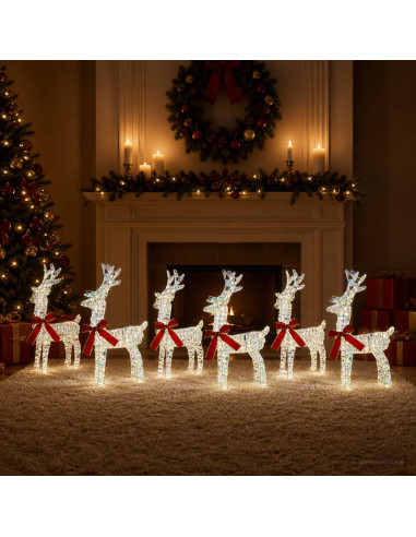 Renna di Natale 6 pz 160 LED Bianco caldo 33 x 12 x 55 cm