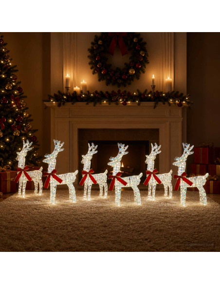 Renna di Natale 6 pz 160 LED Bianco caldo 33 x 12 x 55 cm