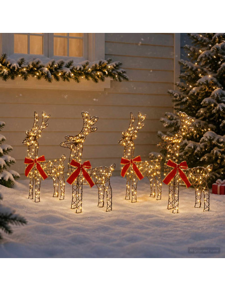Renna di Natale 4 pz 360 LED Bianco caldo 33 x 12 x 55 cm