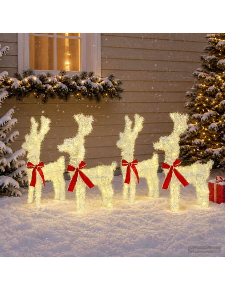 Renna di Natale 4 pz 160 LED Bianco caldo 33 x 12 x 55 cm