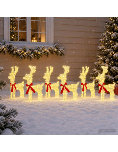 Renna di Natale 6 pz 160 LED Bianco caldo 33 x 12 x 55 cm